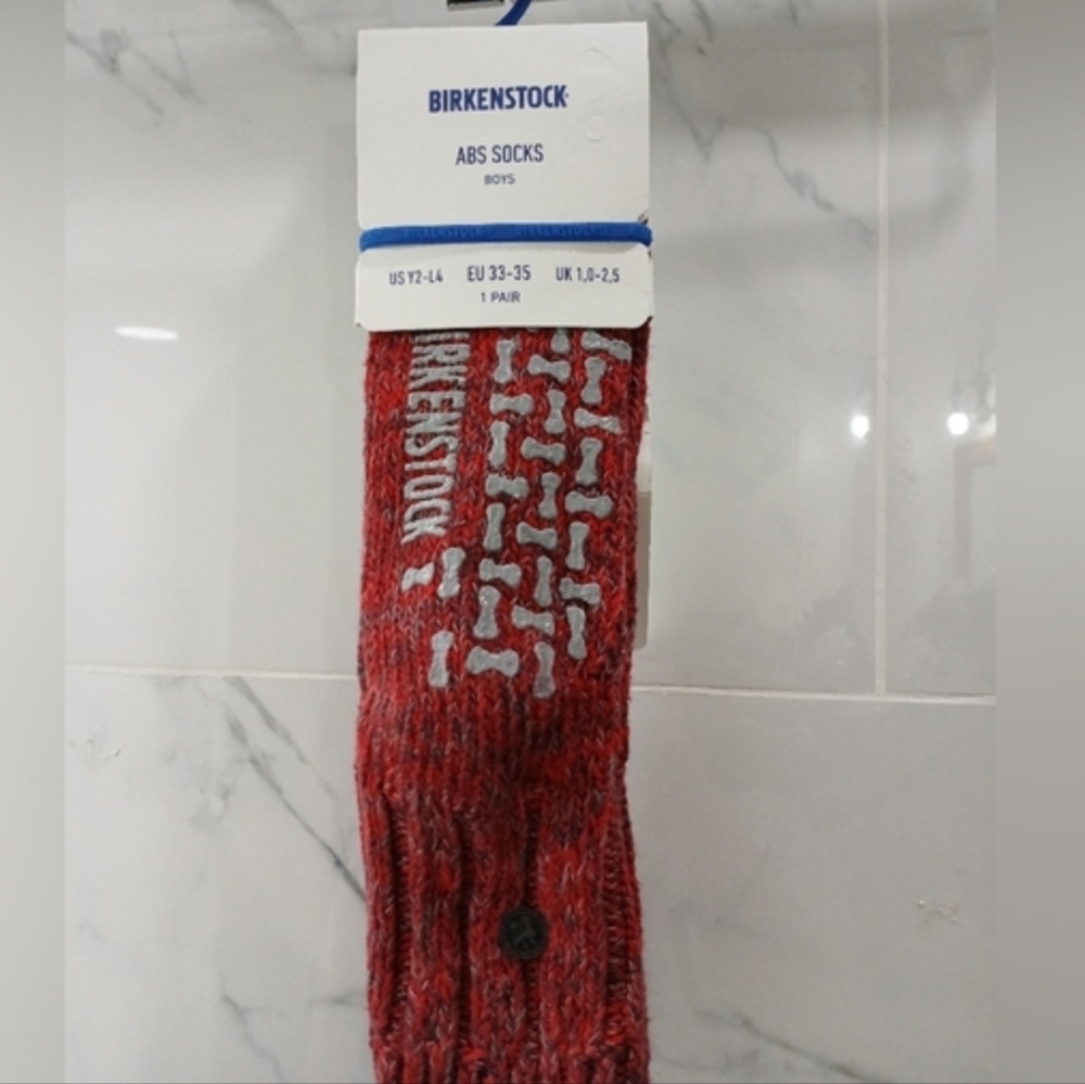 KIDS Birkenstock ABS SOCKS Size US Y2 - L4 Red & Gray Cabin Socks NWT